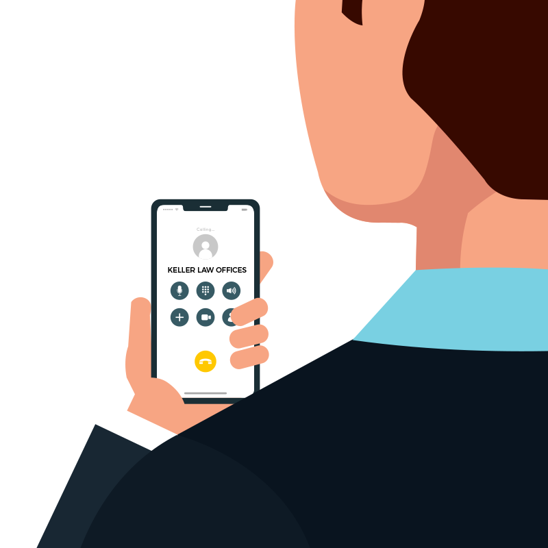 graphical illustration of a man holding a phone