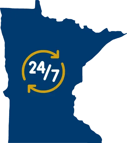 Map of Minneapolis with 27/7 logo