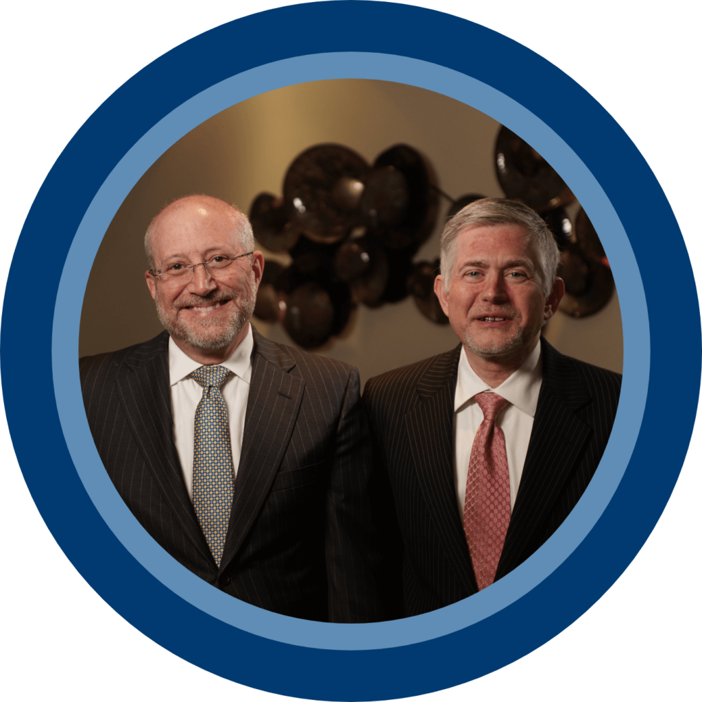 Minneapolis Criminal Defense Lawyers Barry Edwards and Max Keller in blue circle