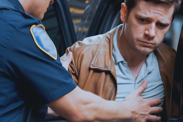 Man being arrested asking to get in the car.